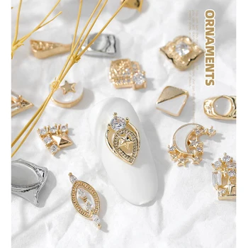 1 gabalas high-end luxury 3D metalo nail art jewelry Japonišką nagų puošybos aukštos kokybės krištolo manikiūro diamond Amuletas