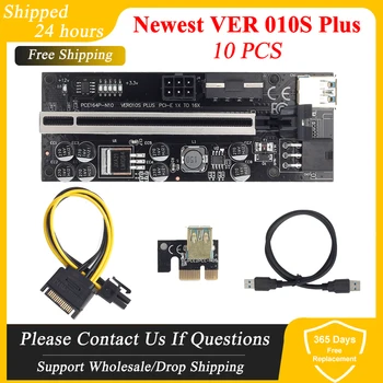 10VNT PCI-E Riser Card VER 010S Plius 60cm USB 3.0 Kabelį Ver010 PCI Express 1X Iki 16X Extender Adapteris Bitcoin Miner Kasyba