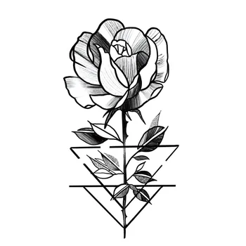 1PC Gėlių Laikinos Tatuiruotės Lipdukai Rankos Juosmens Kūno Menas Vandeniui Netikrą Tatuiruotės Black Rose Moterų Mergaitės Perdavimo Tatuiruotė Lipdukai
