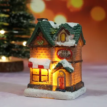 1pc LED Šviesos Iki Kalėdų Namas Ornamentu 50-90g Ryškumas Mažas Kaimas Namų Arenoje Kalėdinis Puošimas Ornamentais