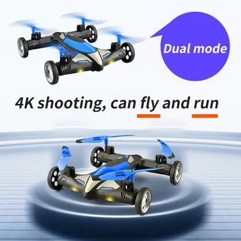 2-in-1 2.4 G RC Nepilotuojamų Oro-lakūnų Automobilių 4K HD Kamera Dron Quadcopter su LED Nakties šviesos Sraigtasparnis automobilių Žaislai Vaikams