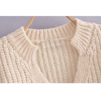 2021 m. rudenį Moterų Mados megzti megztinis su mygtukais Retro atsitiktinis ilgio sluoksniuotos rankovėmis Megztinis kailis moterų Megzti striukė viršų