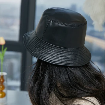 2021 Nauja Bucket Hat Aukštos Kokybės Nekilnojamojo Odos Kibirą Skrybėlės Kietas Viršuje Vyrų, Moterų Mados Kibirą Kepurė Panama Žvejys Kepurės