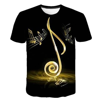 2021 Nauja Liepsna T-shirt Vyrai Muzikos marškinėliai 3d Gitara Tshirts Atsitiktinis Pastaba Spausdinti Drabužius trumpomis Rankovėmis T Shirts