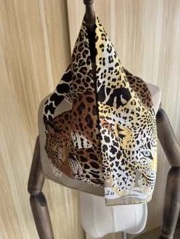 2021 naują atvykimo mados elegantiškas galvos skara leopardo dizaino šilko skara 90*90 cm aikštėje skara ruoželiniu wrap moterims lady mergina