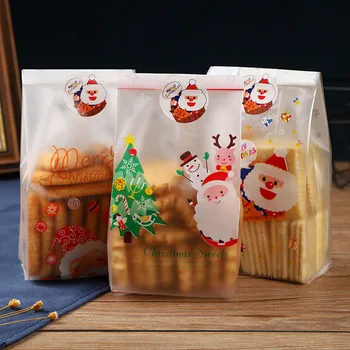 25pcs Kalėdų Plastiko Dovanų Maišeliai Slapukas Saldainių, Sausainių Pakuotės Maišelis Kalėdinė Dekoracija Navidad 2021 Kalėdų Senelis Kalėdų Medžio Krepšys