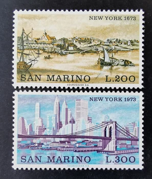 2vnt/Komplektas Naujas San Marino Pašto Antspaudo 1973 Praeities ir Dabarties žymių Pastatų niujorko Antspaudų MNH