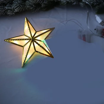 3D Šviesos Penkerių-Pažymėjo Žvaigždutė LED Skaidrus penkiakampė Žvaigždė Kalėdų Eglutė Viršuje Dekoruoti Ornamentais Papuošti Kalėdų WWO