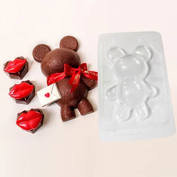 3pcs Didelio Dydžio 3D Baby Bear Lūžus Šokolado Pelėsių 