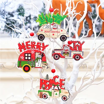3pcs Kalėdų Eglučių Papuošalai, Mediniai Automobilių Kalėdos Šalių Rekvizitai Kalėdų Dekoracijas Namuose Kabo Karolius Vaikams, Žaislai Navidad 2021