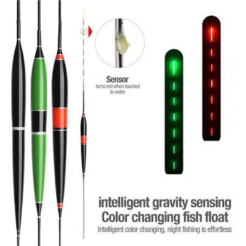 3PCS Smart Žvejybos Plaukti Naktį Švytinčios Žvejybos Plūdės Led Šviesos Spalva pasikeičia Automatiškai Primena Signalas Žuvims, Masalas Plūduro Įrankis