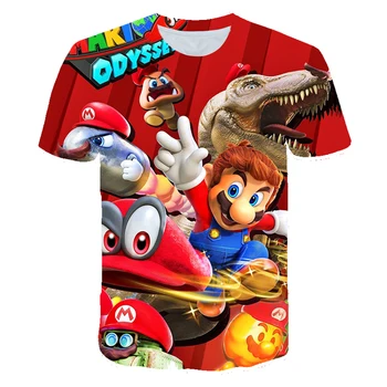 4-14T Vasaros Berniukas Mario Bros Animacinių filmų 3Dt-marškinėliai, Drabužiai Berniukas/Mergaitė, T-marškinėliai, vaikiški Drabužiai Mergina T-shirt Harajuku Stiliaus marškinėliai