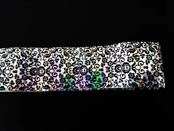 40mm*1000mm Nagų Folija F004 Holografinis Lazeris Juoda Gėlė Nagų Filmas Pilnas draudimas Nagų Lipduką Perdavimo Folija Decal Nagų