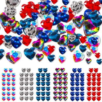 6 tinklai/pak spalvinga Širdies formos Kristalų Nagų Cirkonio 120pcs 3D Nagų Dailė Papuošalai Nagai Priedai Akmens Masės