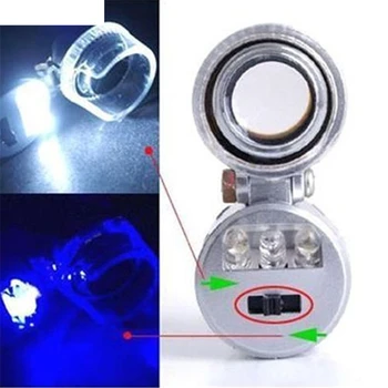 60x Mini Pocket LED UV Juvelyrų Loupe Mikroskopu Stiklo Papuošalų Aukštos Kokybės didinamasis stiklas