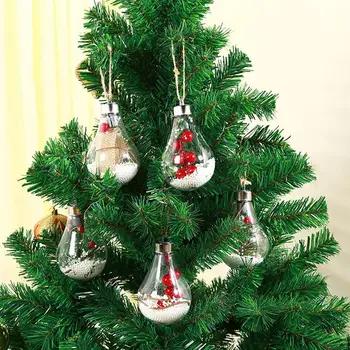 6PCS LED Kalėdų Kamuolys Ornamentu Skaidrus Kabo Pakabukas Kraštovaizdžio Dekoro Kalėdų Eglutė Šalies Lentynos Mantelpieces