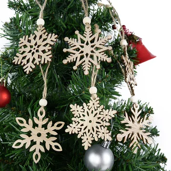 6Pcs/set Vintage Kalėdų Papuošalai Tuščiaviduriai Snaigės Medinis Pakabukas Už Kalėdų Medžio Kabo Dekoro Naujųjų Metų Dovanos Noel Medienos Amatų