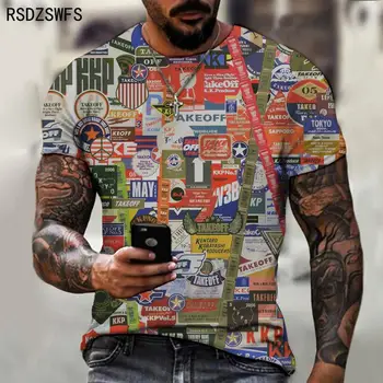 Abstrakti spausdinti atsitiktinis viršų vyriški naujas mados vasaros marškinėliai greitai-džiovinimo trumparankoviai O-kaklo T-shirt BYCK Prekės ženklo Drabužių