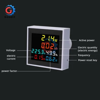 AC Stebėti 110V, 220V, 380V Įtampos Srovės Galios Faktorius Aktyvus KWH Elektros Energijos Dažnio Matuoklis VOLT AMP LCD Skaitmeninis Ekranas