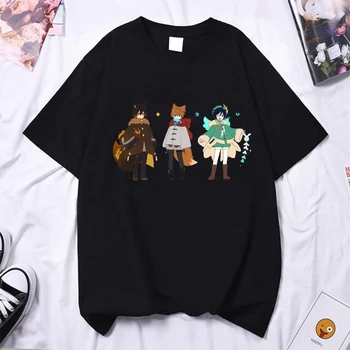 Anime Genshin Poveikio Kawaii Hutao Marškinėlius Vyrai moterys Vasaros Mados Trumpas Rankovės Atsitiktinis Negabaritinių marškinėliai Šukuotinės Medvilnės marškinėliai