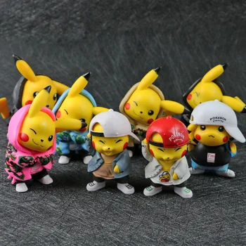 Anime Pokemon Pikachu Banga drabužių Q versija Pav lėlės modelio Automobilių stalo papuošalų Kolekcija žaislai, Gimtadienio, Kalėdų dovanos