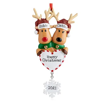 Asmeninį Elnių Šeimos Kalėdų Eglutės Ornamentu Mielas Elnias Atostogų Žiemos Dovana 2021 m. Šeimos Ornamentu