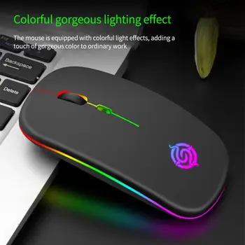 Belaidės Pelės RGB Įkraunamą Pelę Ultra-plonas LED Silent Spalvinga Backlit Gaming Pelę, Skirtą 