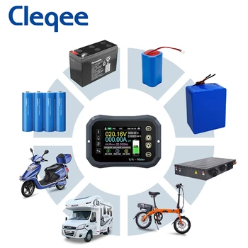 Cleqee KG140F Baterijos Testeris 100V 400A Coulometer Baterijos Talpos Indikatorius LCD Galios Ekranas Telefonai Kontrolės Kulono Matuoklis