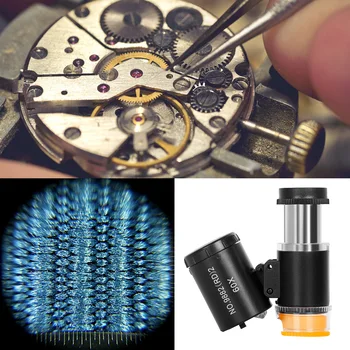 Didinamasis stiklas Nešiojamų Mikroskopu 60x LED Šviesos UV Lempa Optinis Loupe Stiklo Lęšis Žiūrėti Antikvariniai Aptikimo Testeris Tvirtos ABS