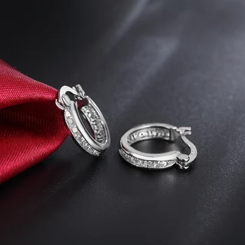 Didmeninė 925 sterlingas sidabro Baltos spalvos paauksuoti auskarai papuošalai kristalų Cirkonis moterims Lady vestuvių spalvingas geriausia dovana