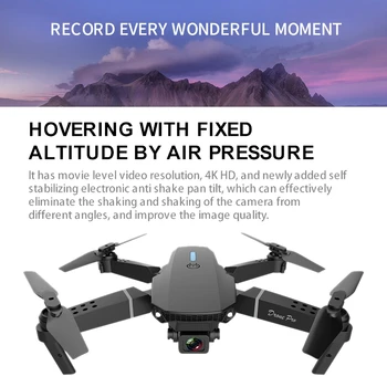 E88 RC Drone 4K HD Kamera, Vaizdo Nustatymo WiFi FPV Keturias Ašis Orlaivių Profesional Quadcopter