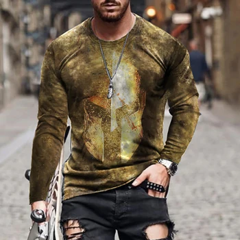 Europos ir Amerikos populiarus vyrų atsitiktinis 3D skaitmeninis spausdinimas long sleeve T-shirt mados tendencija 3D spausdinimo marškinėliai xs-6xl