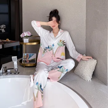 Fiklyc Naujausias Gėlių Spausdinti Pavasario Rudens Nakties Miego Loungewear Dropshipping Naujausios Konstrukcijos Laiškas Spausdinti Pižama Pijamas PJS