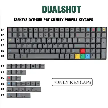 GMK Dualshot Temą Keycaps 129 Klavišus PBT DAŽŲ-SUB Profilis Keycap Mechaninių Žaidimų Klaviatūra Pilka eilute, Kepurės