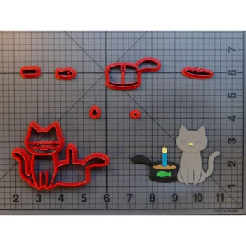 Gyvūnų Formos Minkštas Tortas Dekoravimo Priemonės Gimtadienio Katė 3D Atspausdintas Plastiko Cookie Cutters