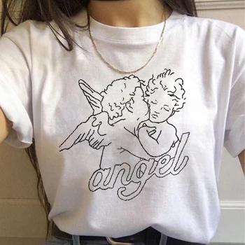 Harajuku Derliaus 90s T Marškinėliai Moterims Angelai Estetinės Kawaii Grunge T-shirt Grafikos korėjos Stiliaus Marškinėlius Hip-Hop Top Tees Moteris
