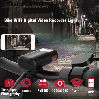 HD Vaizdo Dviratį DVR Šviesos 1080P 30 fps USB įkrovimą, Wifi Veiksmų Kameros Nuoma Priekinių žibintų Smart Sporto 2000mA Vandeniui Dviračio Lempa