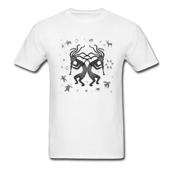Indijos KoKopelli Simbolių Spausdinimo Vyrų Black White T-shirt Medvilnės, trumpomis Rankovėmis O-kaklo Atsitiktinis Marškinėliai Didmeninės