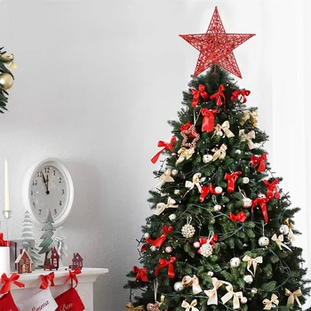 Išskirtinį Geležies Meno Ornamentais Gražus Medis Viršų Žvaigždė Kalėdų Eglutė Topper Tuščiaviduriai penkiakampės Žvaigždės Kalėdos Šalies Namų Dekoracijos