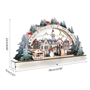 Kalėdų dekoro medinis namas sniego arenoje pilis su šviesos smulkūs namų atmosferą arenoje išdėstymas stalo dekoracijos, langų mediena