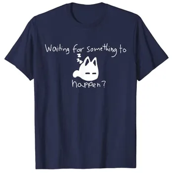Kačių Mylėtojas Laukia, kol kas nors Atsitiks, Omori Katė Įkvėpė T-Shirt Grafinis Tee Viršūnės
