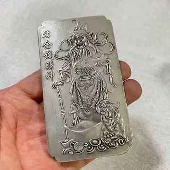 Kinijos Tibeto Sidabro Turtų Dievas Mammon Tauriųjų Metalų Thanka Amuletas Thangka Pakabukas