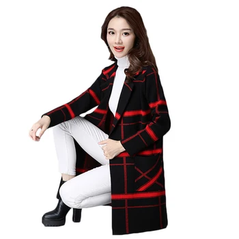 Korėjos rudens ir žiemos moteriškų rūbų laisvi megztiniai kašmyras negraži kalėdų megztinį ir ilgas megztinis striukės paltai vaikas tinklelis