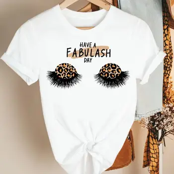 Moterų Mados Harajuku trumpomis Rankovėmis Atspausdintas T-shirt Blakstienų Spausdinti Spalvotų Laisvalaikio Stiliaus marškinėliai 90-ųjų Stilius