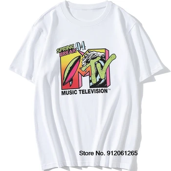 MTV Muzikos Televizijos Retro T Shirt Mens Spring Break 94 Rokas Hip-Hop TV Šou Marškinėliai Medvilnės Juokingas Cool Mados Viršūnes Trišakius Dovanų
