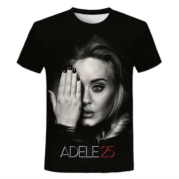 Naujas Dainininkė Adele Spausdinami 3D Marškinėliai Atsitiktinis Trumpas Rankovės Harajuku Streetwear Negabaritinių marškinėliai Gerbėjai