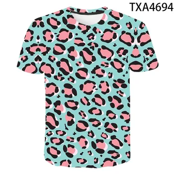 Naujas Leopard Print Gyvūnų Kailis 3d Spausdinimo T-shirt Vyrų, Moterų ir Vaikų Mados Streetwear Sporto Treniruoklių Kvėpuojantis Viršų