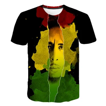 Naujausias Vasaros Mados Hip-Hop T-shirts Reggae Iniciatorė, Bob Marley 3d Spausdinimo Vyrų, Moterų Atsitiktinis O-Kaklo Gitara T Shirts