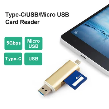 OTG Mikro Kortelių Skaitytuvas, USB Card Reader Flash Drive Atminties Smart Cardreader C Tipo Cardreader Kompiuterių