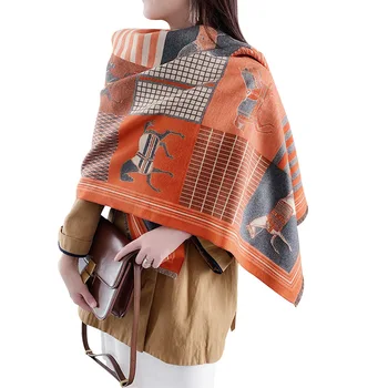 Prabanga Žiemos Kašmyro Šalikas Moterims 2020 Dizainas Šiltas Pashmina Antklodė Arklių Šalikai Moterų Skara Apsiaustas Storio Foulard Bufanda